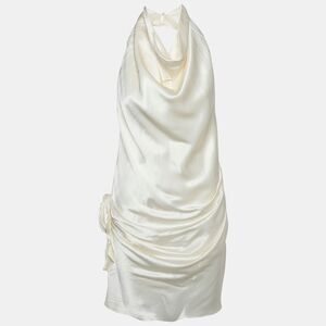 Arcina Ori Cream Satin Halter Neck Dress M